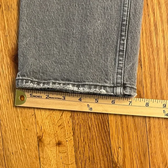 Abercrombie & Fitch Grey Denim Jeans-90s straight high rise size 00 - Picture 7 of 9